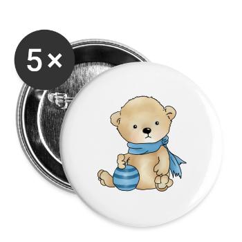 Ours avec ballon - Lot de 5 grands badges (56 mm) - blanc - Devant