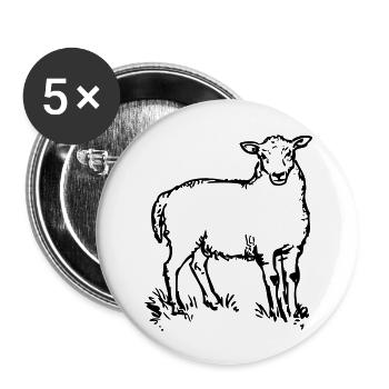Schaf - Buttons groß 56 mm (5er Pack) - Weiß - Vorne