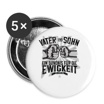 Vater und Sohn Partnerlook Vatertag Geschenk retro - Buttons groß 56 mm (5er Pack) - Weiß - Vorne