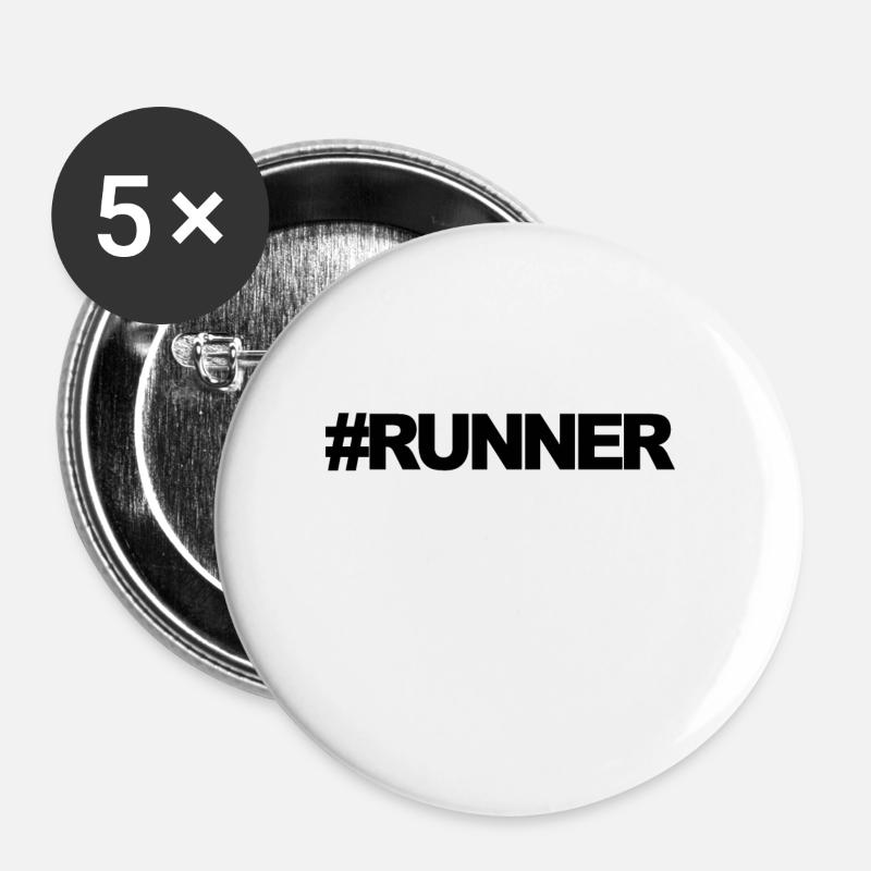 Run running jogging running marathon - Buttons large 2.2''/56 mm (5-pack) - white