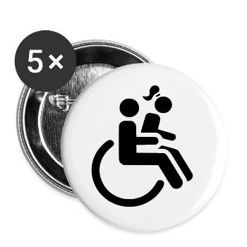 Rollstuhlfahrer mit Dame auf dem Schoß # - Buttons groß 56 mm (5er Pack) - Weiß - Vorne