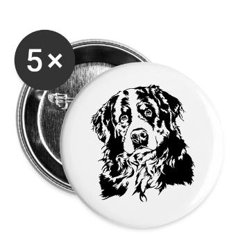 BERNER SENNENHUND Dog portrait of Wilsign's dogs - Buttons large 2.2''/56 mm (5-pack) - white - Front