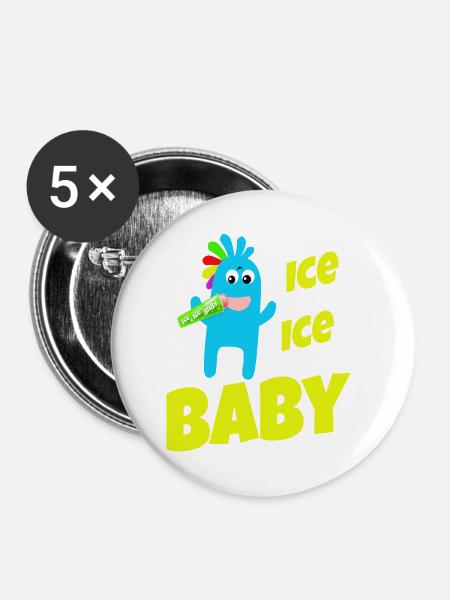 Eis Eis Baby - Buttons groß 56 mm (5er Pack) - Weiß