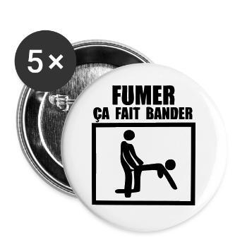 fumer ca fait bander humour sexe - Lot de 5 grands badges (56 mm) - blanc - Devant