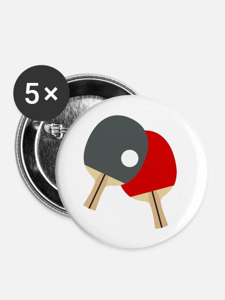 Tischtennis-Schläger / Ping Pong - Buttons groß 56 mm (5er Pack) - Weiß