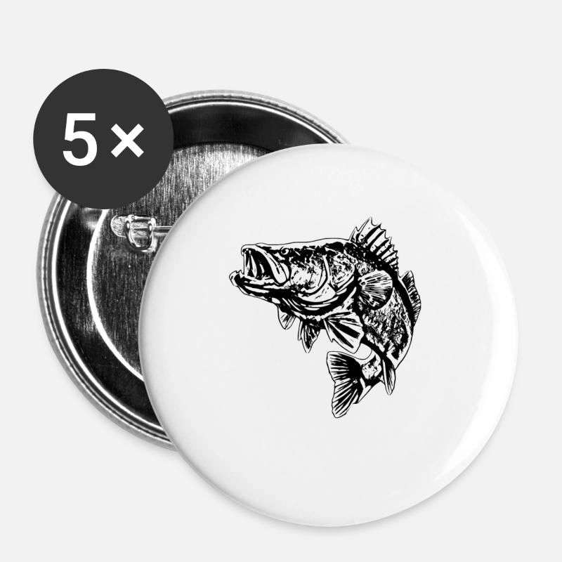 Fisch - Buttons groß 56 mm (5er Pack) - Weiß