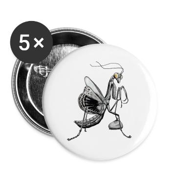 Mante religieuse - Lot de 5 grands badges (56 mm) - blanc - Devant