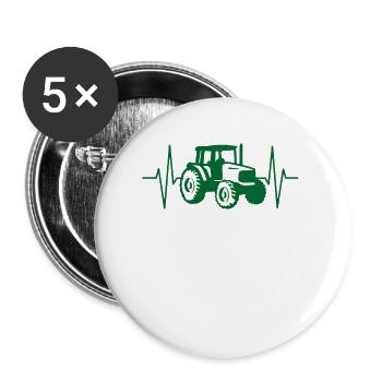 Tractor Trekker EKG heartbeat line gift idea - Buttons large 2.2''/56 mm (5-pack) - white - Front