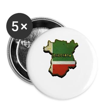 Chechnya Map, Chechen Flag, Chechnya - Buttons groß 56 mm (5er Pack) - Weiß - Vorne
