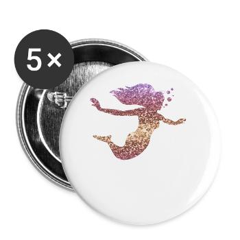 Sirène paillettes cadeau femmes filles - Lot de 5 grands badges (56 mm) - blanc - Devant