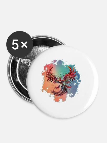 Phönix - Buttons groß 56 mm (5er Pack) - Weiß