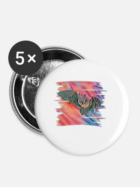 Fledermaus - Buttons groß 56 mm (5er Pack) - Weiß