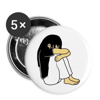 Sad sitting girl - Buttons large 2.2''/56 mm (5-pack) - white - Front