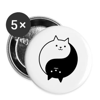 Cat Yin Yang - Buttons large 2.2''/56 mm (5-pack) - white - Front