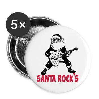 Santa rocks Gitarre Christmas Music Weihnachten - Buttons groß 56 mm (5er Pack) - Weiß - Vorne