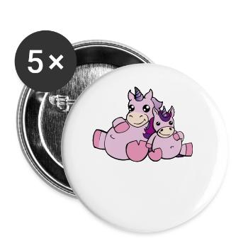 Licorne mignon cadeau licornes maman enfant - Lot de 5 grands badges (56 mm) - blanc - Devant