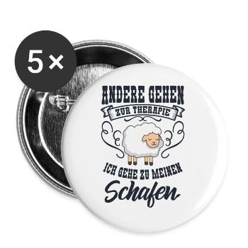 Schaf - Buttons groß 56 mm (5er Pack) - Weiß - Vorne