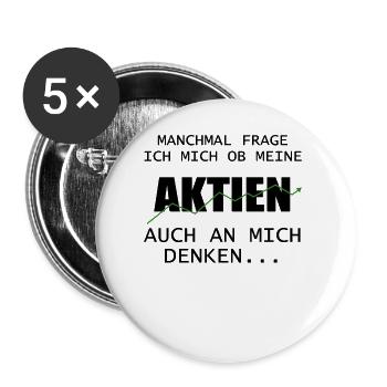 Aktien Spruch Aktienmarkt Investor Geschenk - Buttons groß 56 mm (5er Pack) - Weiß - Vorne