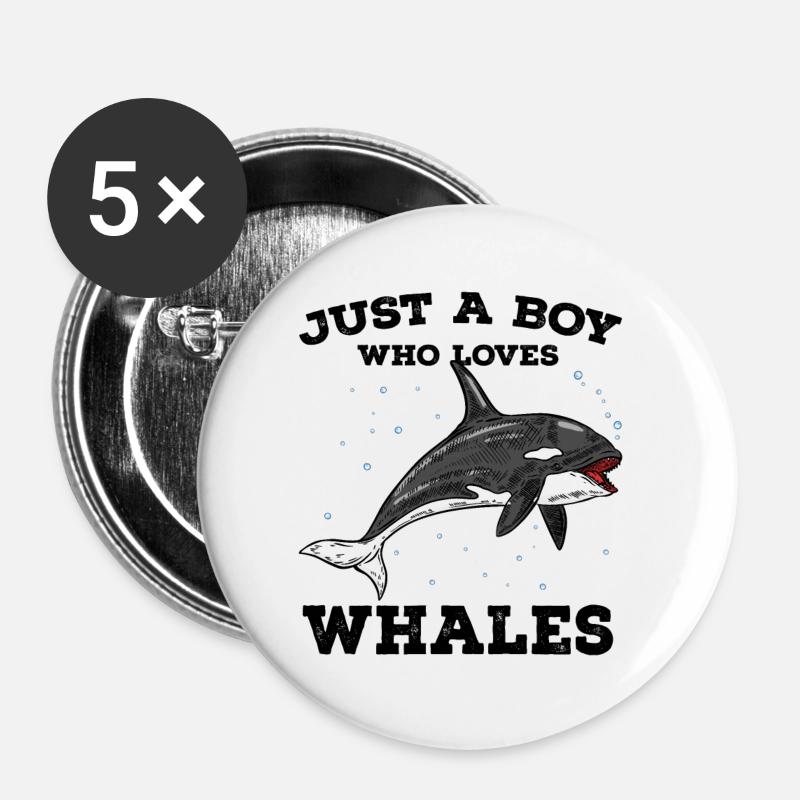 Whales - Buttons large 2.2''/56 mm (5-pack) - white