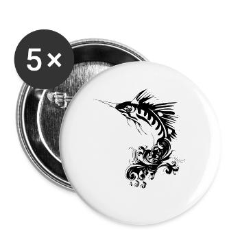 Fächerfisch - Buttons groß 56 mm (5er Pack) - Weiß - Vorne