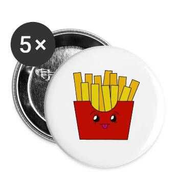 Pommes frites - Buttons groß 56 mm (5er Pack) - Weiß - Vorne