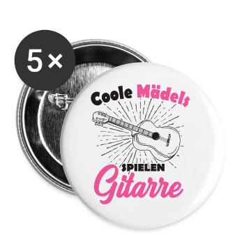 Gitarre - Buttons groß 56 mm (5er Pack) - Weiß - Vorne
