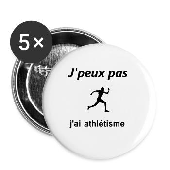 J'peux pas, j'ai athletisme - Lot de 5 grands badges (56 mm) - blanc - Devant