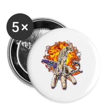 guépard - Lot de 5 grands badges (56 mm) - blanc - Devant