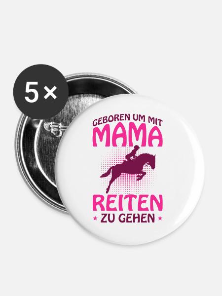 Reiten - Buttons groß 56 mm (5er Pack) - Weiß