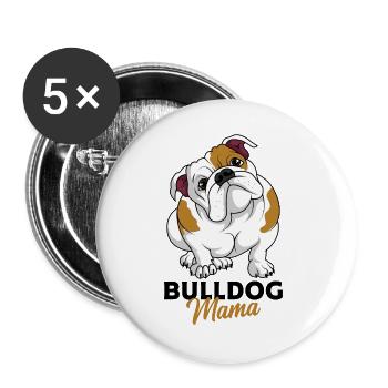 Englische Bulldogge - Buttons groß 56 mm (5er Pack) - Weiß - Vorne
