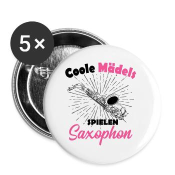 Saxophon - Buttons groß 56 mm (5er Pack) - Weiß - Vorne