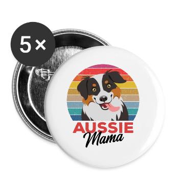 Australian Shepherd - Buttons groß 56 mm (5er Pack) - Weiß - Vorne
