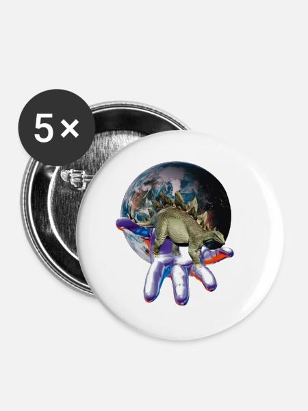 Stegosaurus - Buttons groß 56 mm (5er Pack) - Weiß