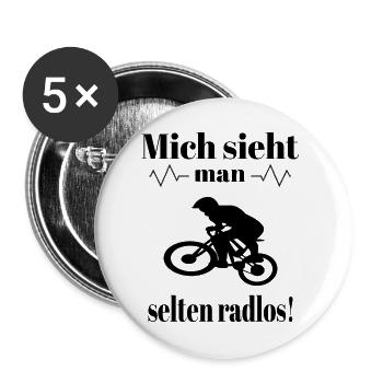 Fahrradfahrer auf einem Fahrrad mit Spruch - Buttons groß 56 mm (5er Pack) - Weiß - Vorne