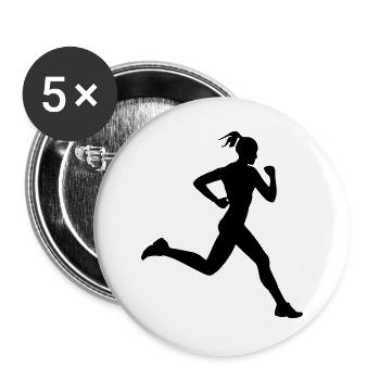 Runner girl or lady running - Buttons large 2.2''/56 mm (5-pack) - white - Front