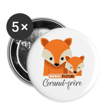 FUTUR GRAND FRERE - cadeau - Lot de 5 grands badges (56 mm) - blanc - Devant