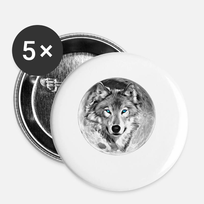 wolf - Buttons large 2.2''/56 mm (5-pack) - white