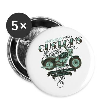 Moto motocycliste moto - Lot de 5 grands badges (56 mm) - blanc - Devant