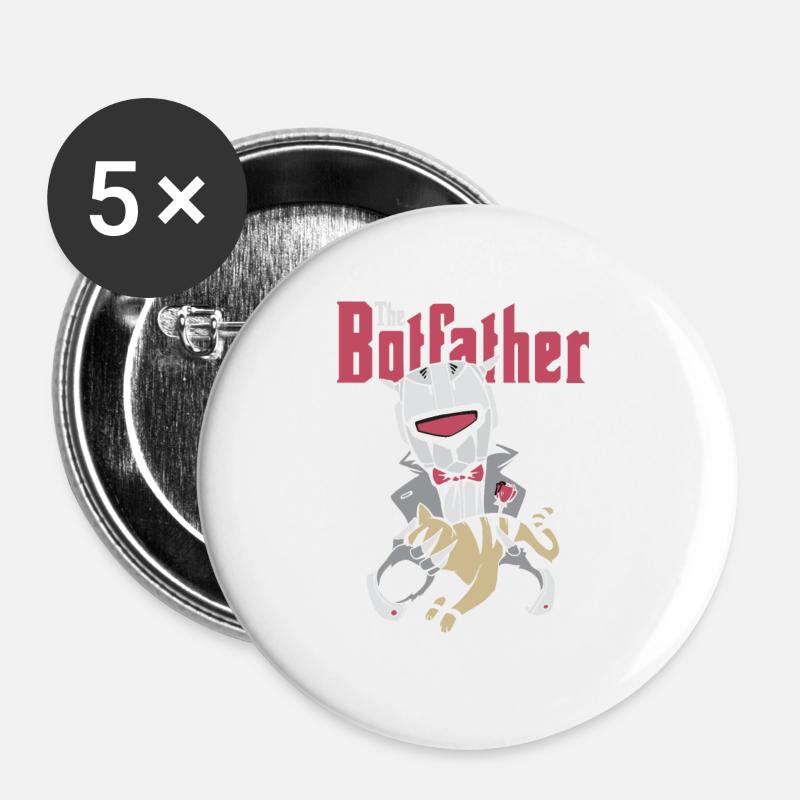 Botfather Robot Robot Gifts - Buttons large 2.2''/56 mm (5-pack) - white