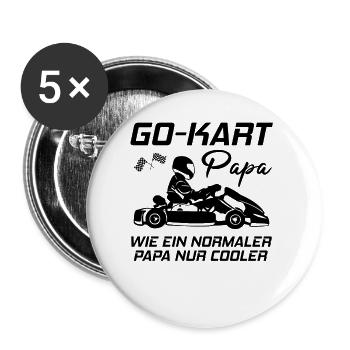 Kart Gokart Kartsport Kartfahrer Papa Geschenk - Buttons groß 56 mm (5er Pack) - Weiß - Vorne