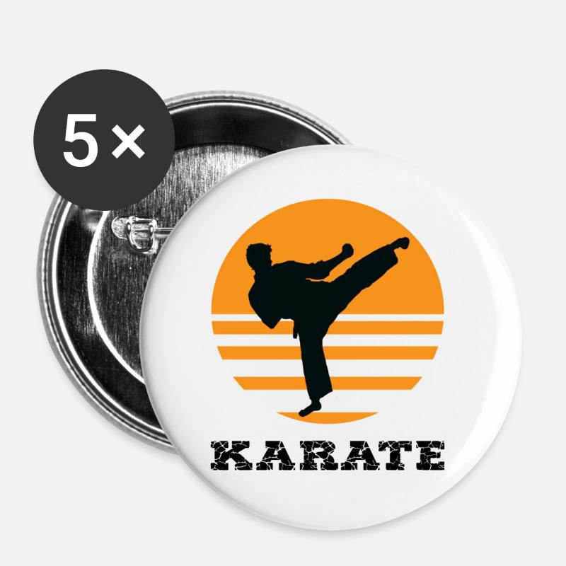 Karate - Buttons groß 56 mm (5er Pack) - Weiß
