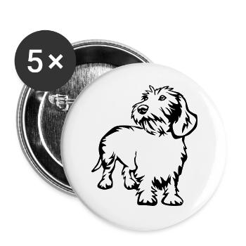Dackel - Buttons groß 56 mm (5er Pack) - Weiß - Vorne