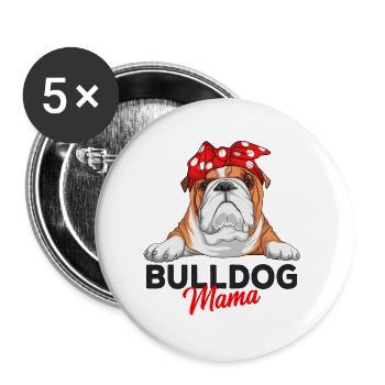 Englische Bulldogge - Buttons groß 56 mm (5er Pack) - Weiß - Vorne