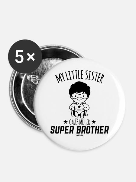 Brudergeschenk Superheld Beschützer - Buttons groß 56 mm (5er Pack) - Weiß