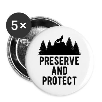 Wolf Wölfe Motivation Geschenk - Buttons groß 56 mm (5er Pack) - Weiß - Vorne