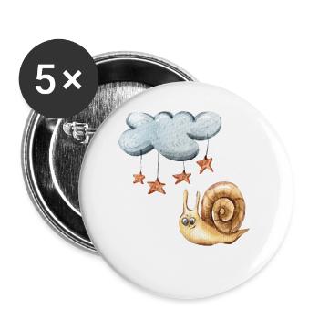 Gute Nacht Schnecke Nachthemd Schlafanzug Pyjama - Buttons groß 56 mm (5er Pack) - Weiß - Vorne