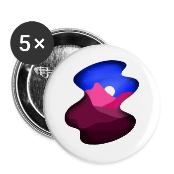 Peinture numérique paysage Nightsky en bleu rose - Lot de 5 grands badges (56 mm) - blanc - Devant