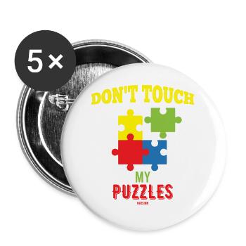 Don´t Touch My Puzzles - Buttons large 2.2''/56 mm (5-pack) - white - Front