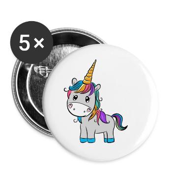 Licorne - Lot de 5 grands badges (56 mm) - blanc - Devant
