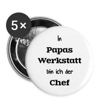 Papa Sohn Heimwerken Werkstatt Handwerk - Buttons groß 56 mm (5er Pack) - Weiß - Vorne